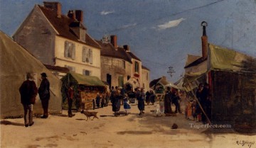 scene Painting - Rue Pavoise A Dieppe scenes Hippolyte Camille Delpy
